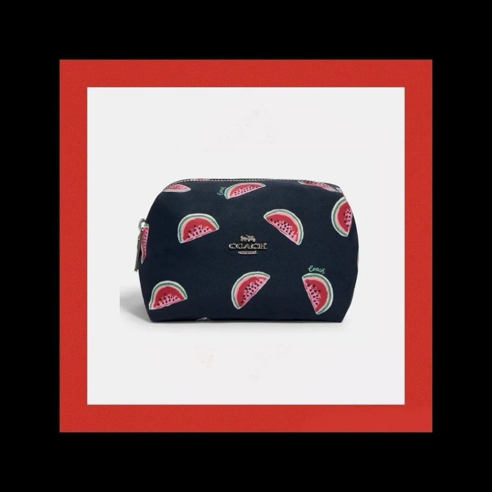 COACH Small Boxy Cosmetic Case Pouch With Watermelon Print NWT